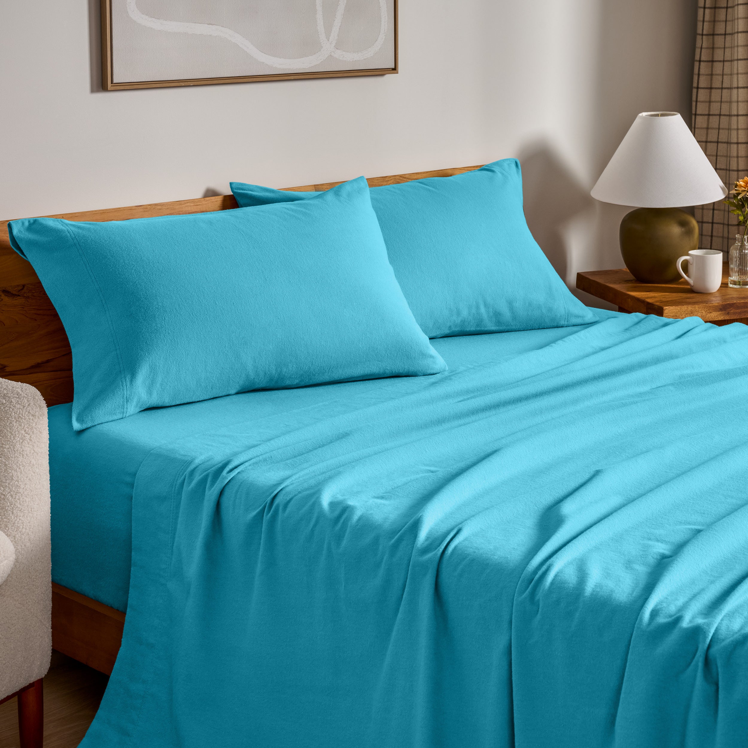 Flannel sheets on a bed