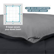 The 8 loops of the comforter used to attach a duvet cover.