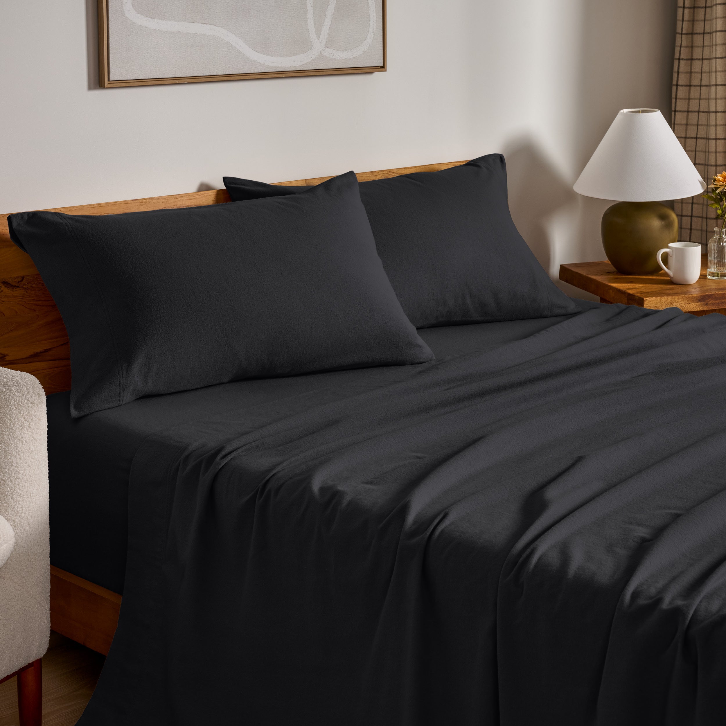 Flannel sheets on a bed