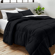 A duvet insert on a bed