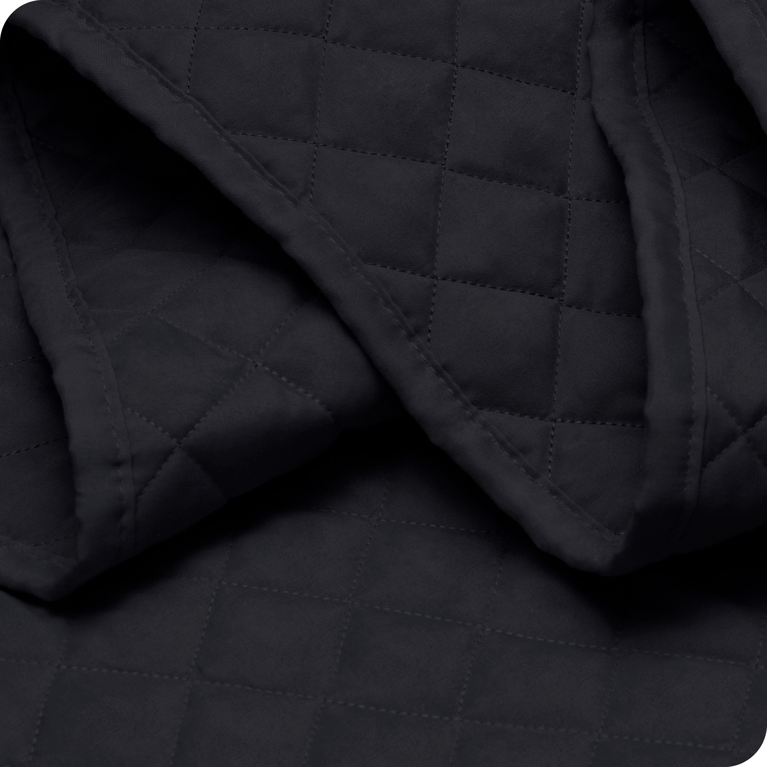 Close up of a coverlet showing the stitching