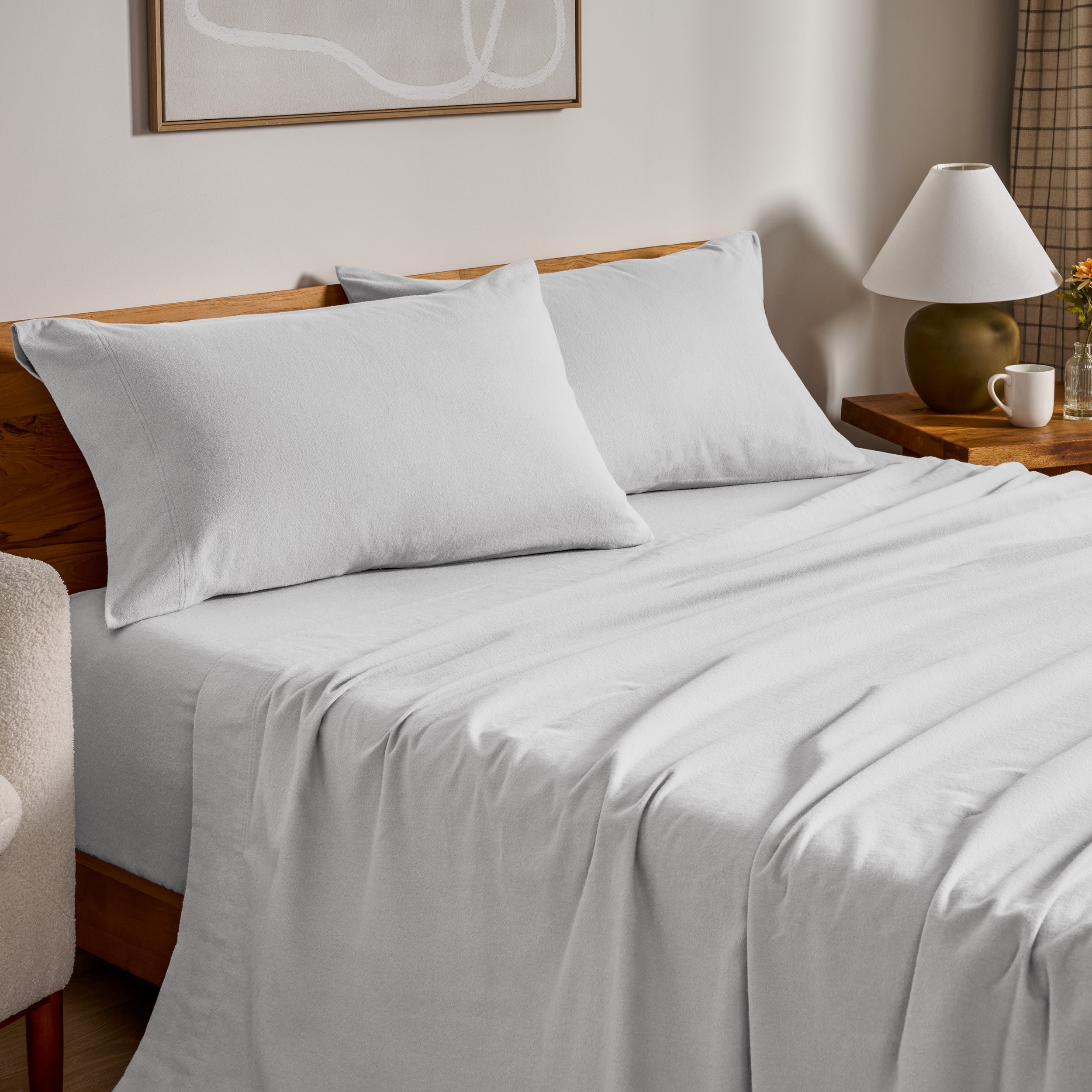 Flannel sheets on a bed