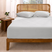 A jersey fitted sheet on a mattress
