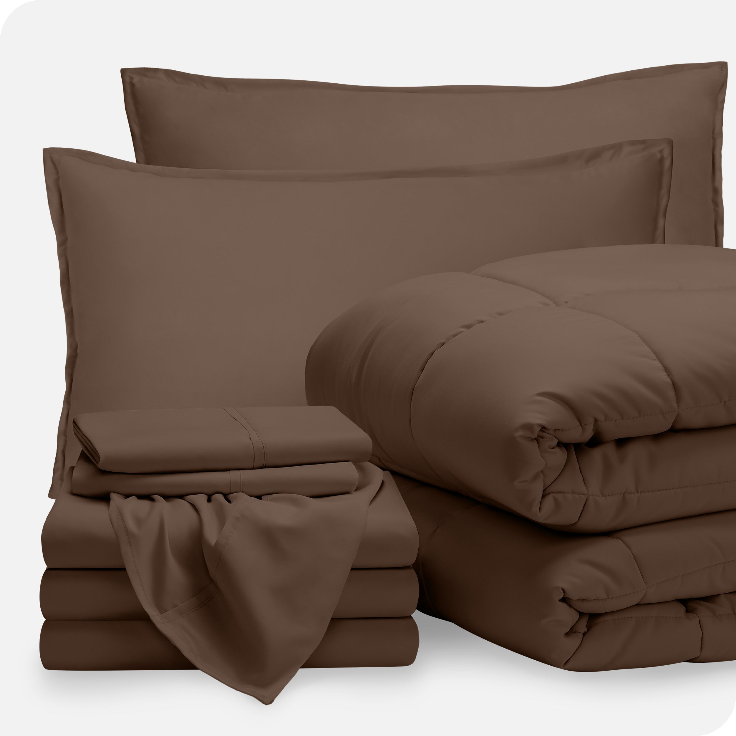 A bed in a bag folded and stacked neatly