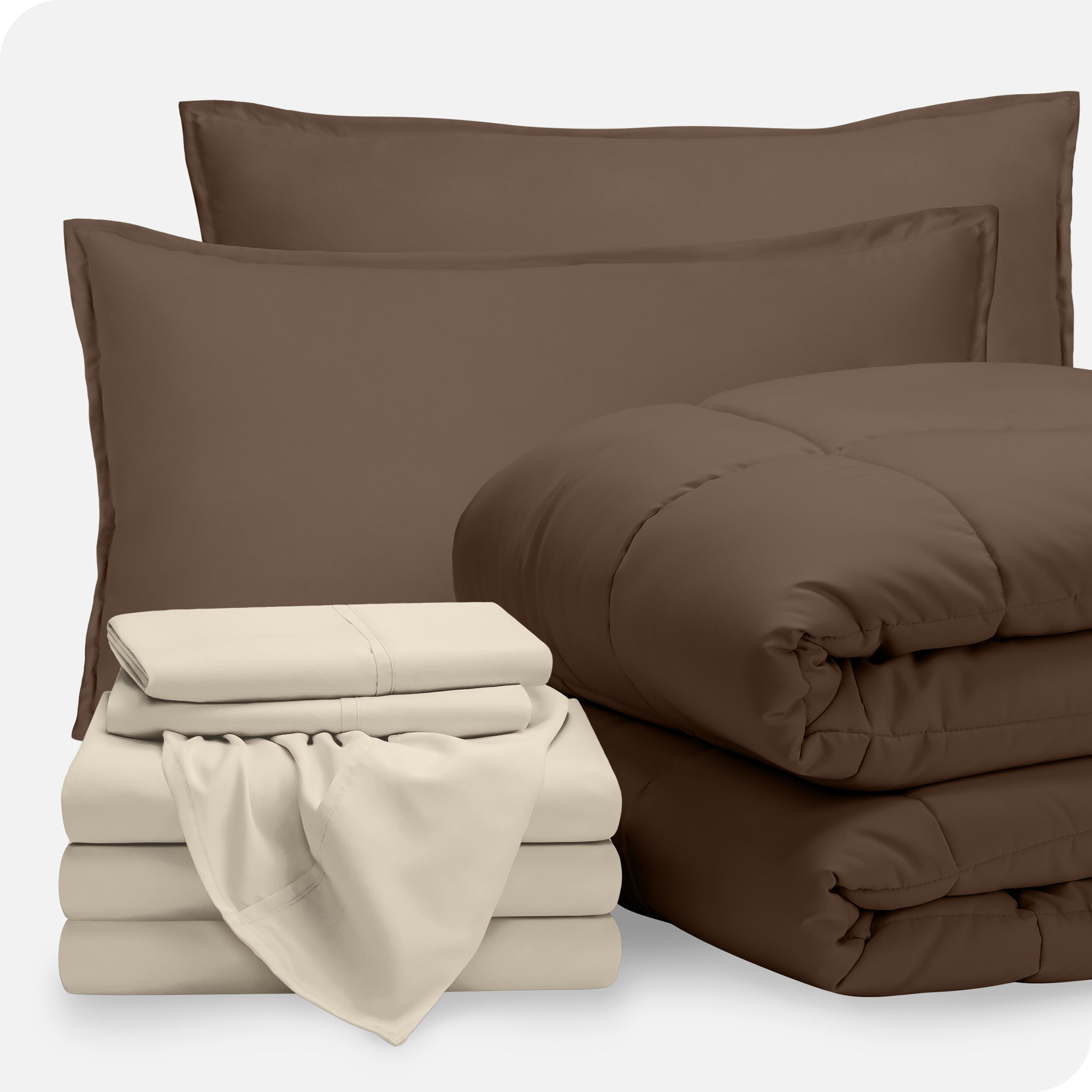 A bed in a bag folded and stacked neatly