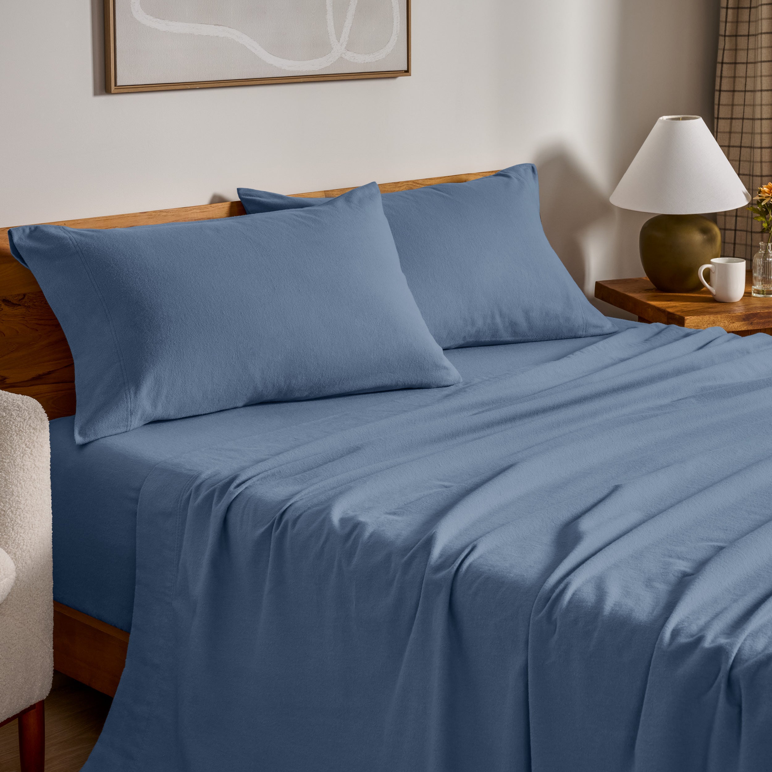 Flannel sheets on a bed