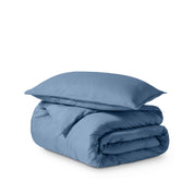 Microfiber duvet cover set folded and stacked