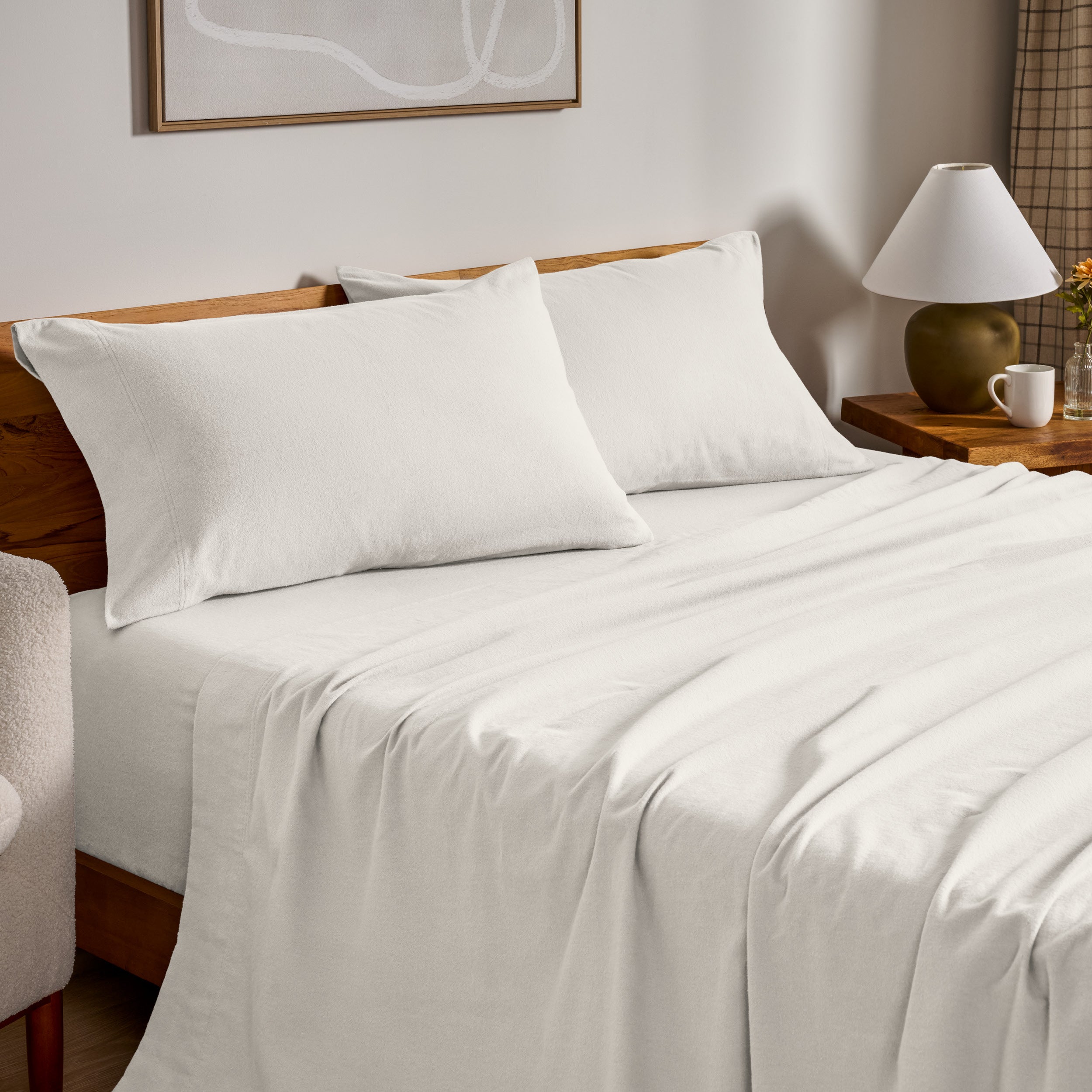 Flannel sheets on a bed