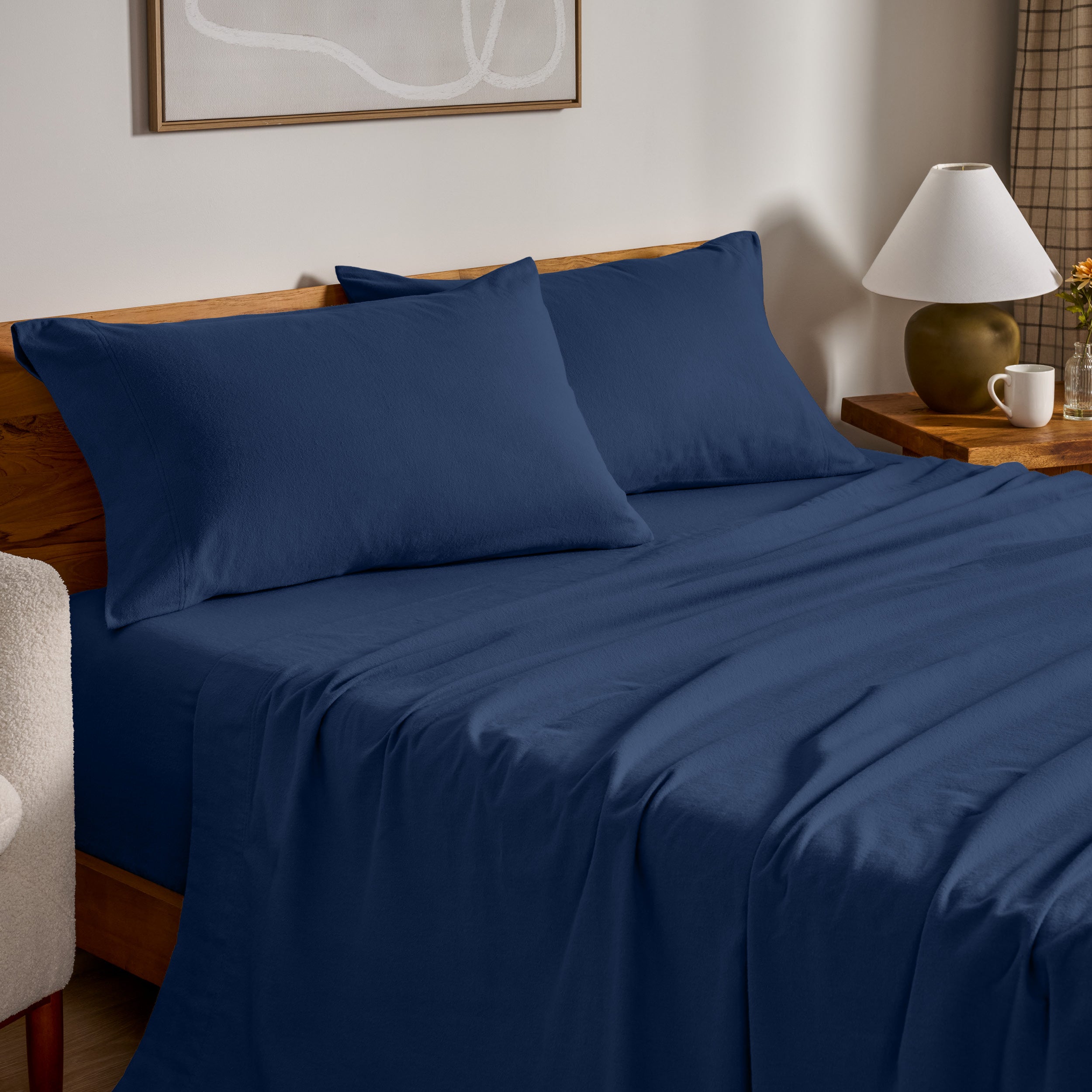Flannel sheets on a bed