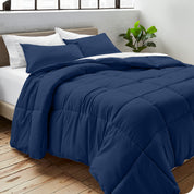 A duvet insert on a bed
