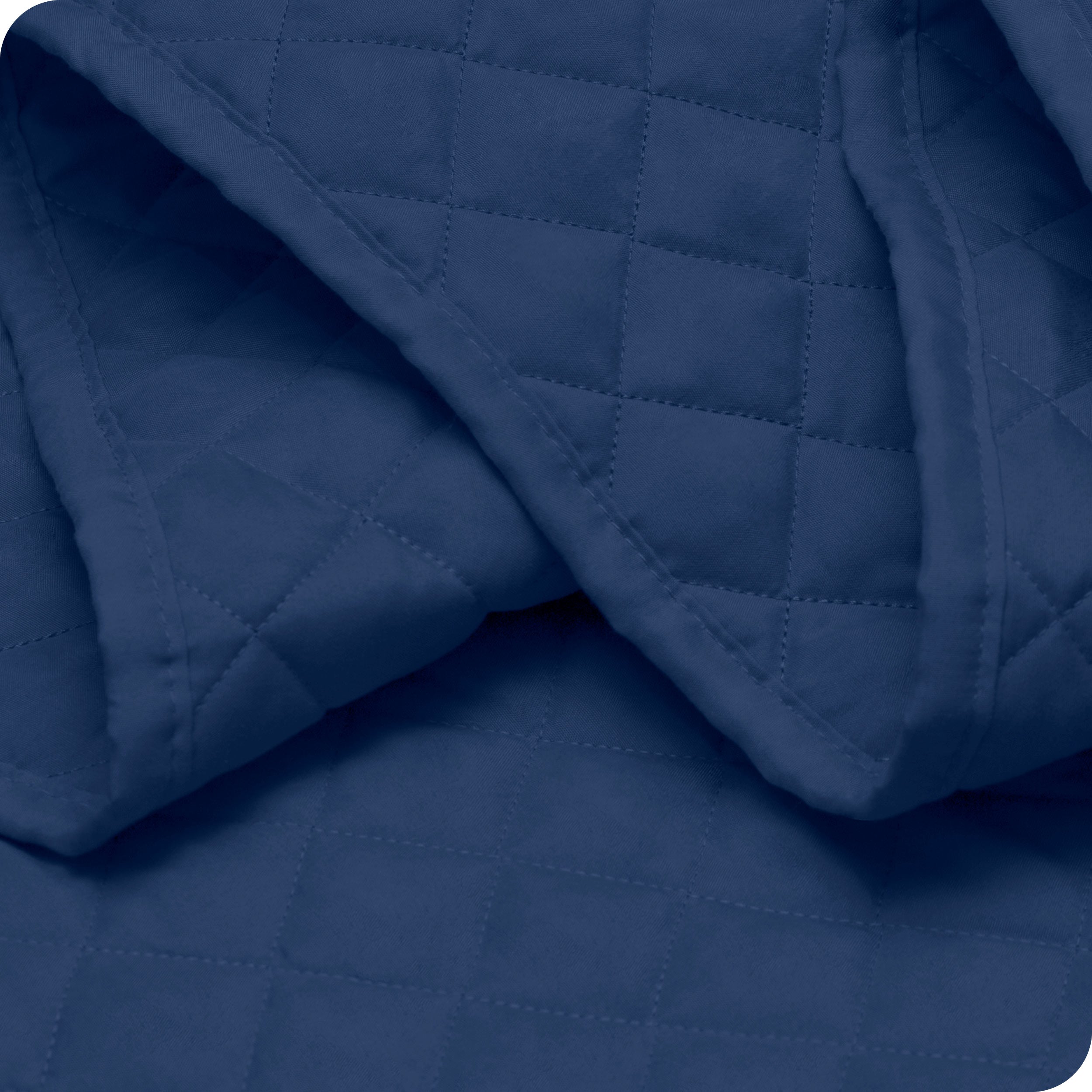 Close up of a coverlet showing the stitching