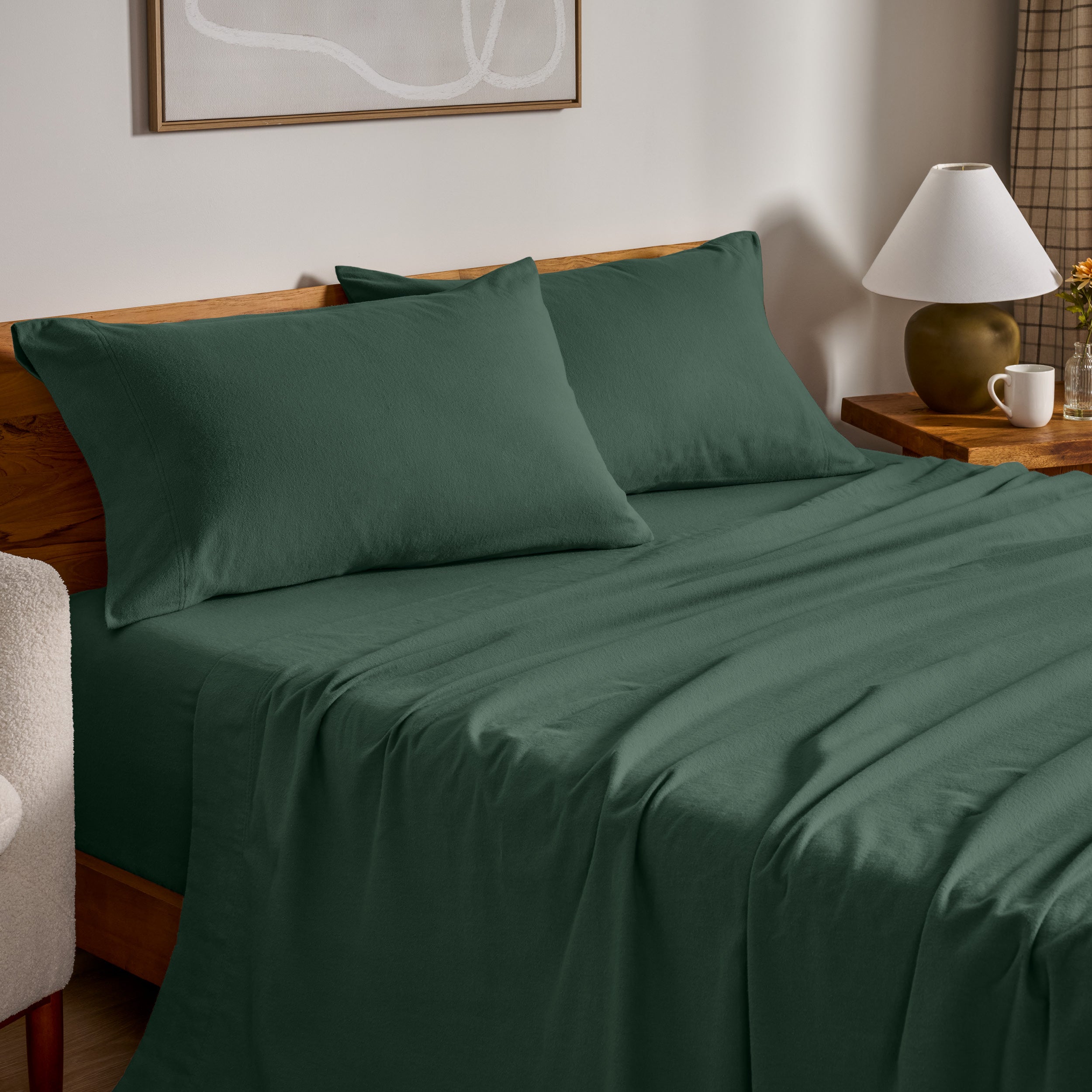 Flannel sheets on a bed