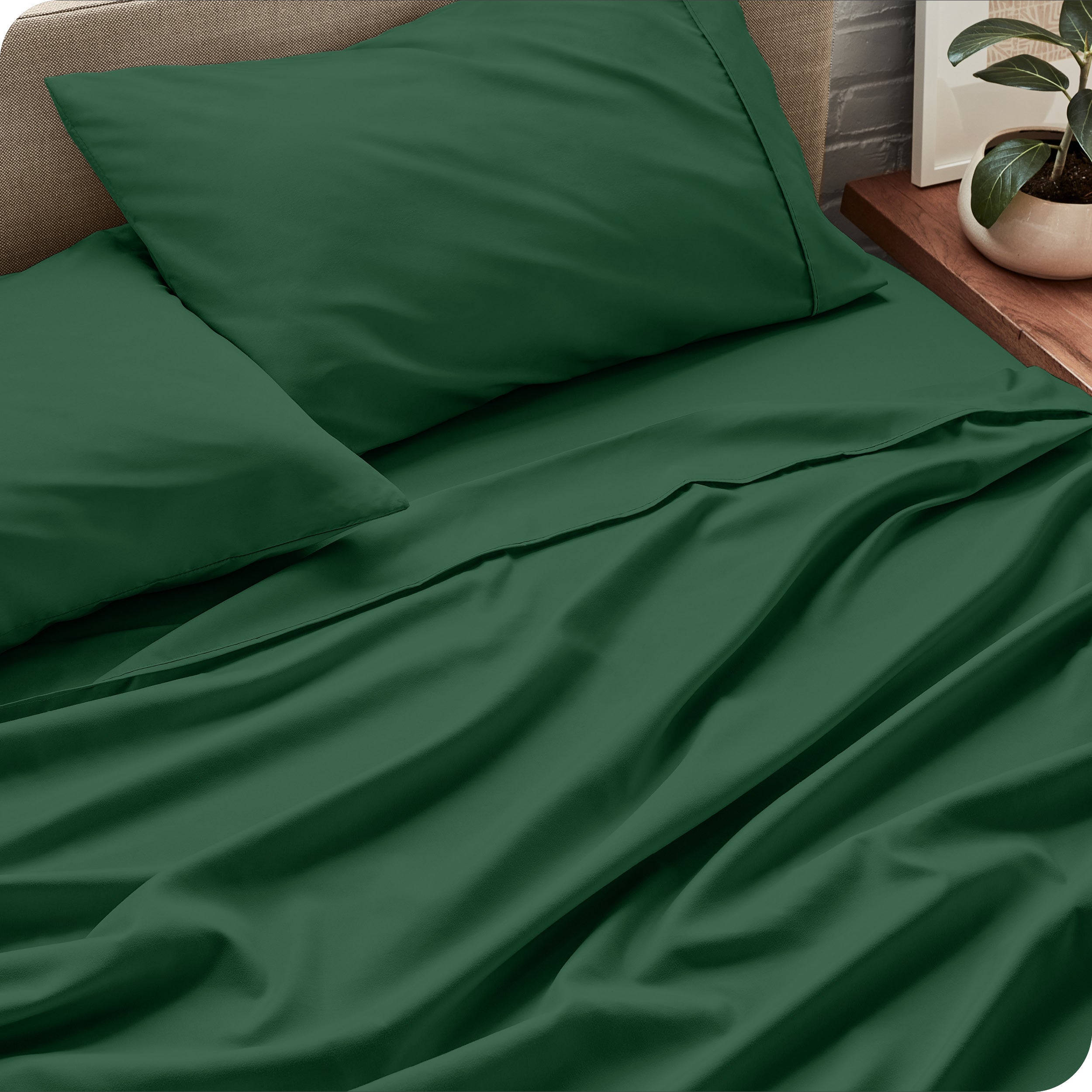Close up of a microfiber sheet set on a bed