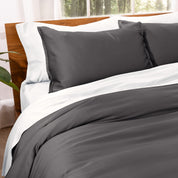 Matching TENCEL™ duvet cover and pillow shams on a bed