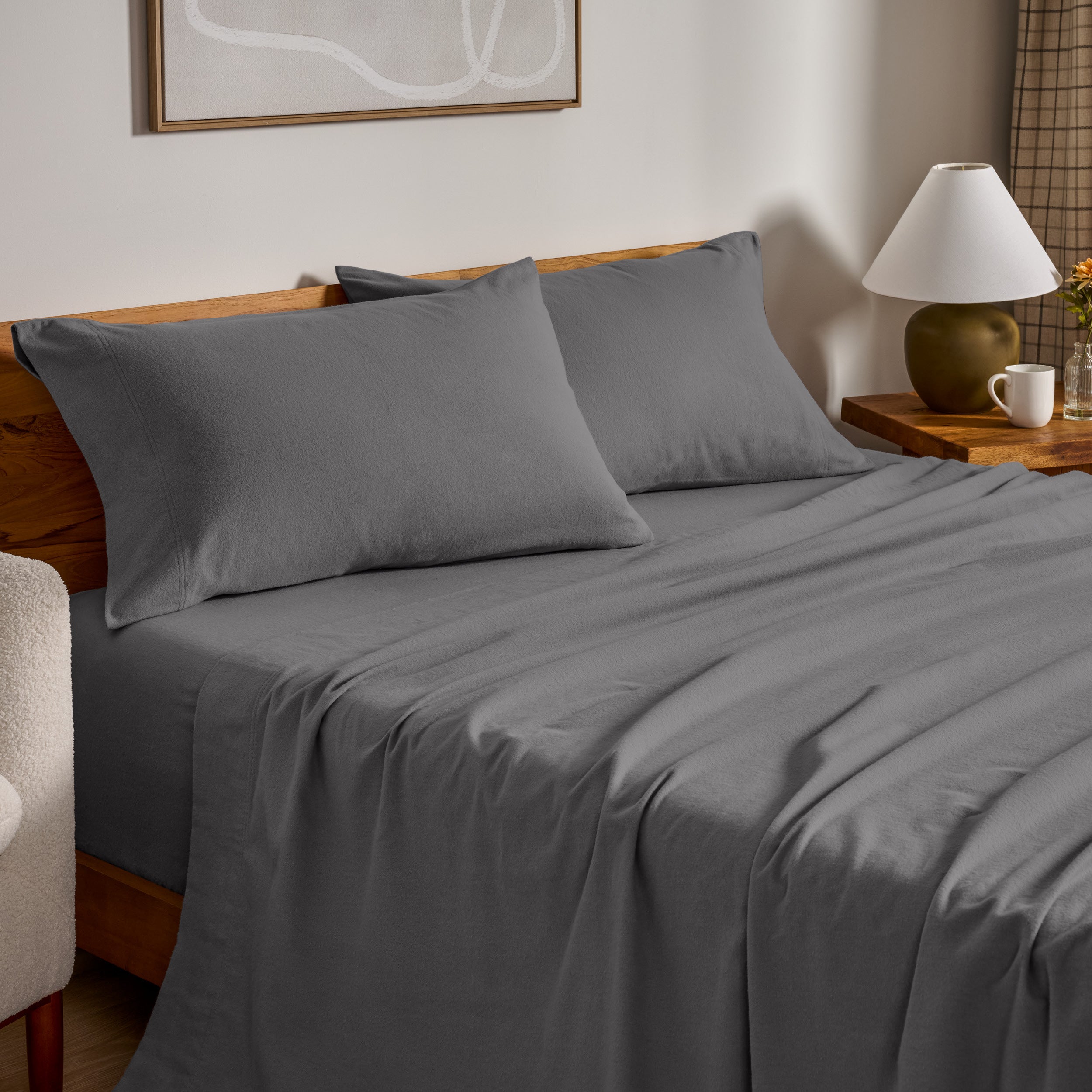 Flannel sheets on a bed