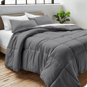 A duvet insert on a bed