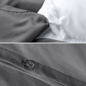 The corner ties of a duvet cover attached to a duvet insert