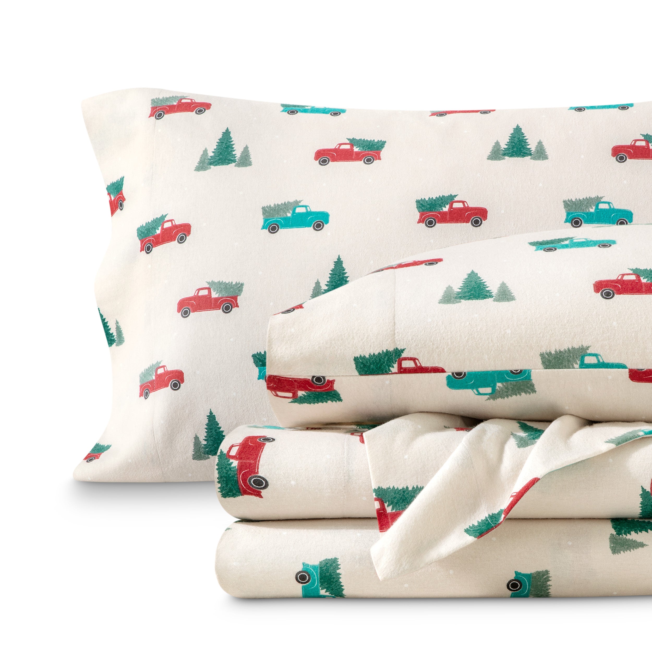 Plaid flannel sheets folded and stacked