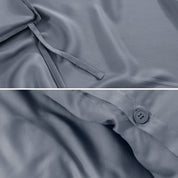 Close up of the buttons on a TENCEL™ duvet cover
