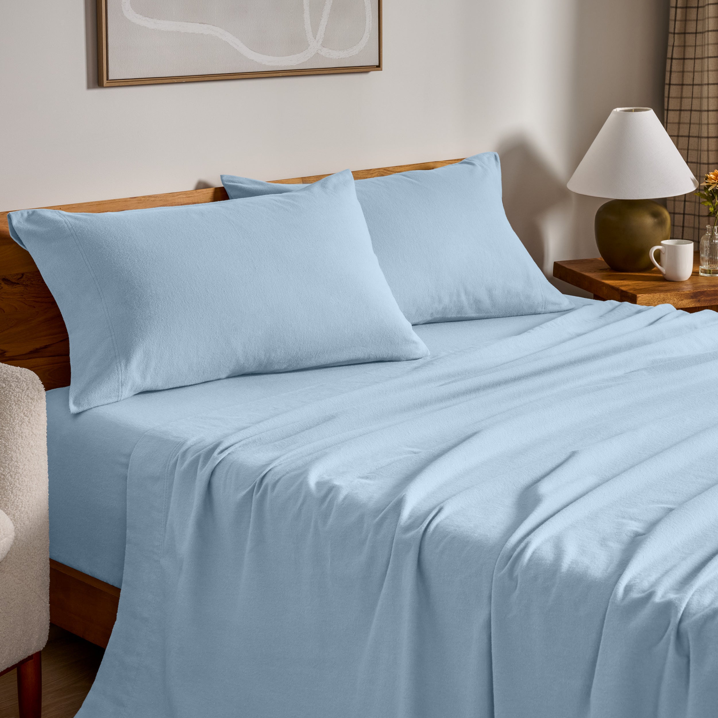 Flannel sheets on a bed