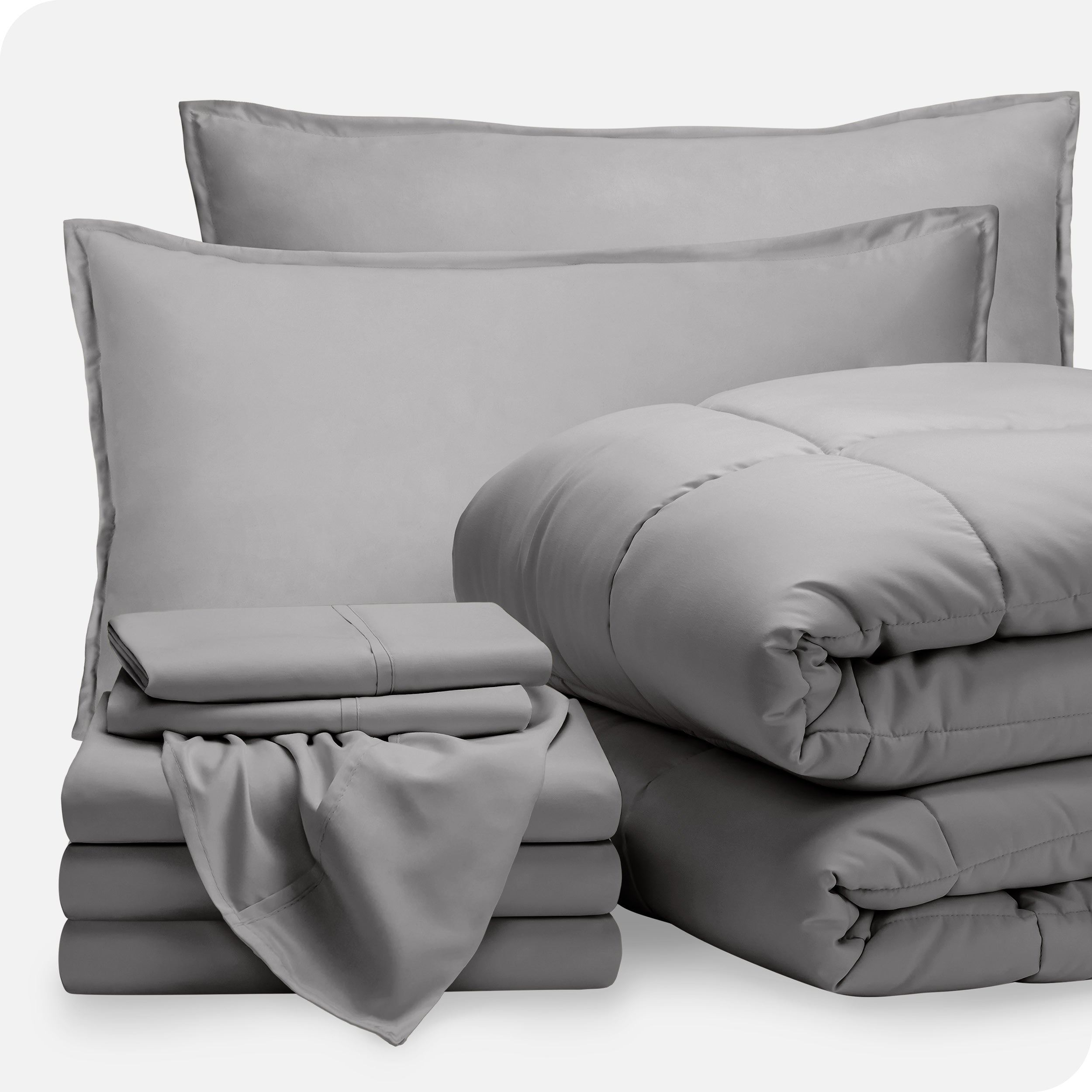 A bed in a bag folded and stacked neatly