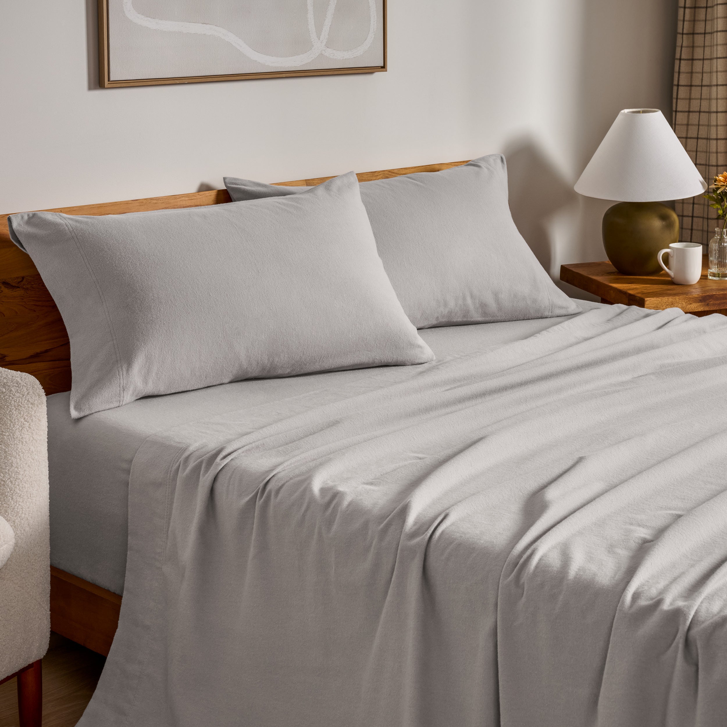 Flannel sheets on a bed