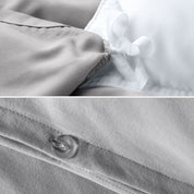 The corner ties of a duvet cover attached to a duvet insert