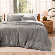 TENCEL™ duvet cover on a mattress in a modern bedroom