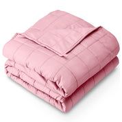 A cotton weighted blanket folded neatly