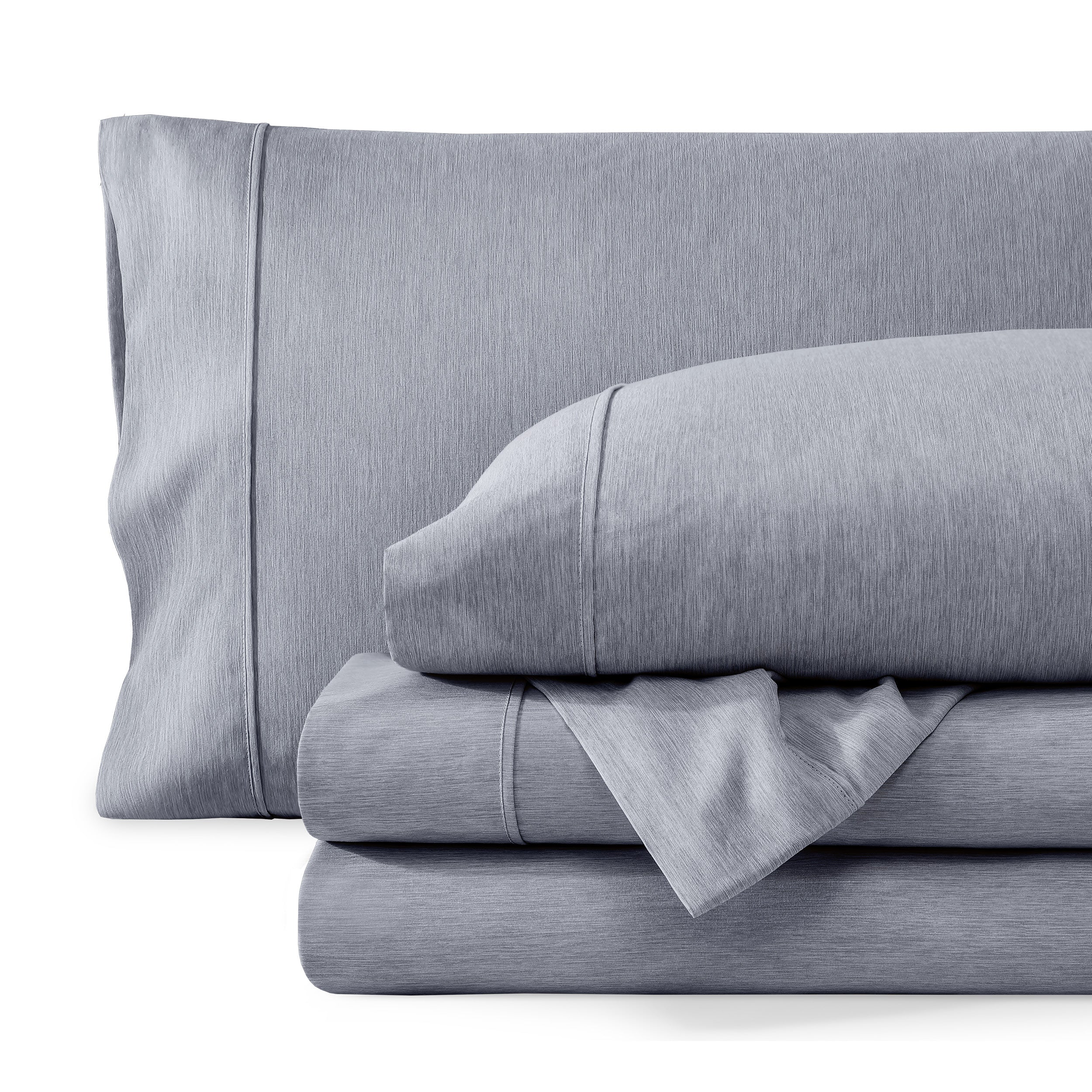 Heathered microfiber sheet set folded