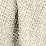 Close up of the texture of the waffle blanket