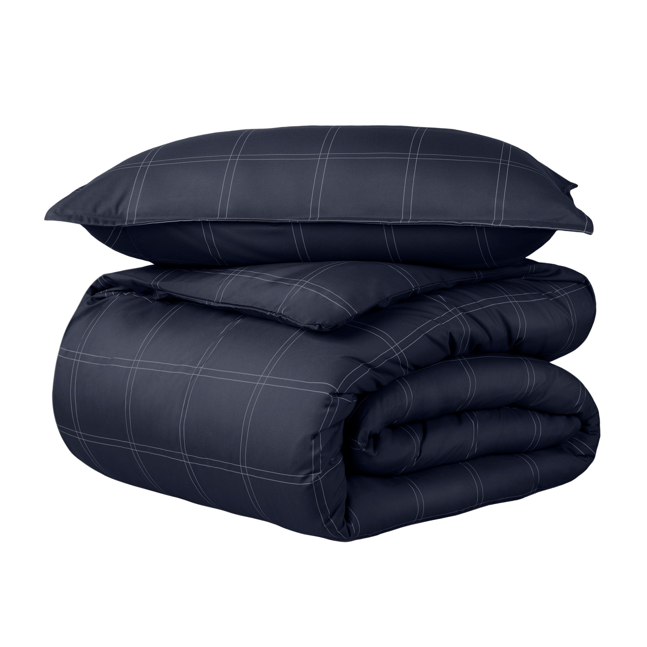 A duvet cover set folded and stacked.