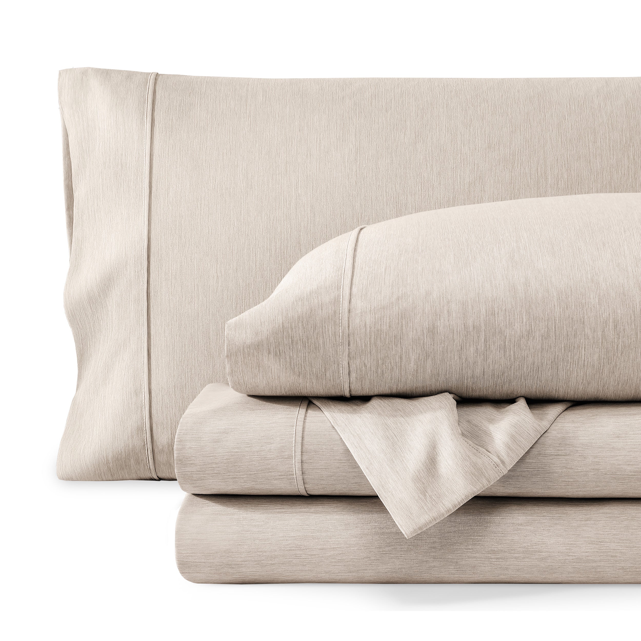 Heathered microfiber sheet set folded