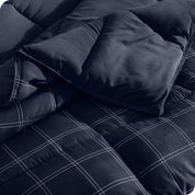 A close up of a corner of the microfiber comforter