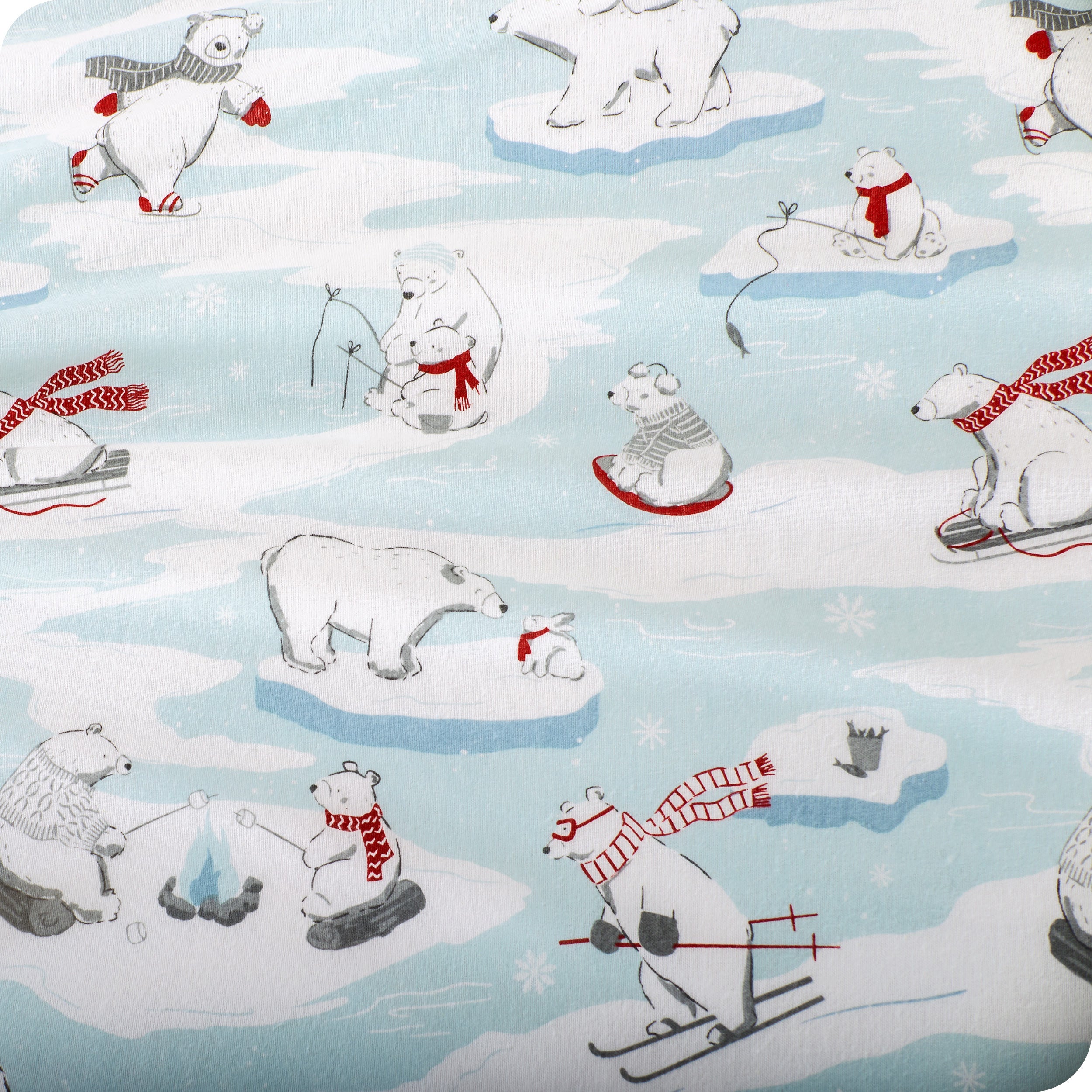 Close up of the printed flannel material