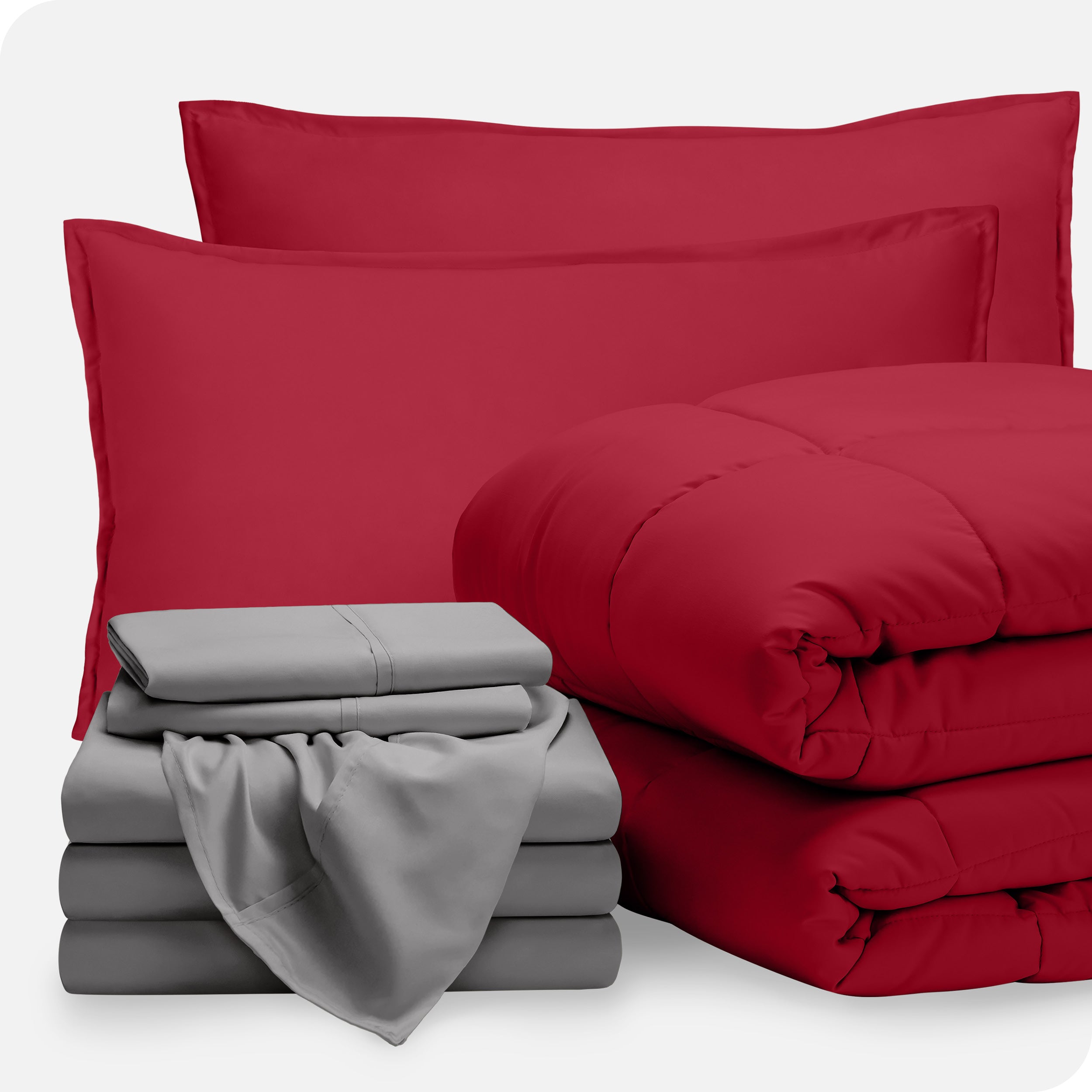 A bed in a bag folded and stacked neatly