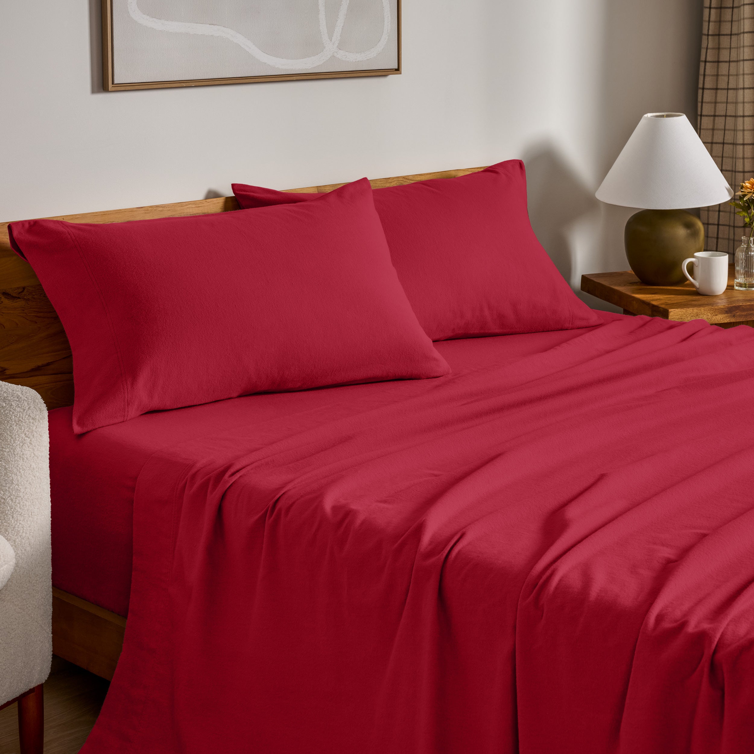 Flannel sheets on a bed
