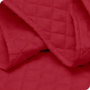 Close up of a coverlet showing the stitching