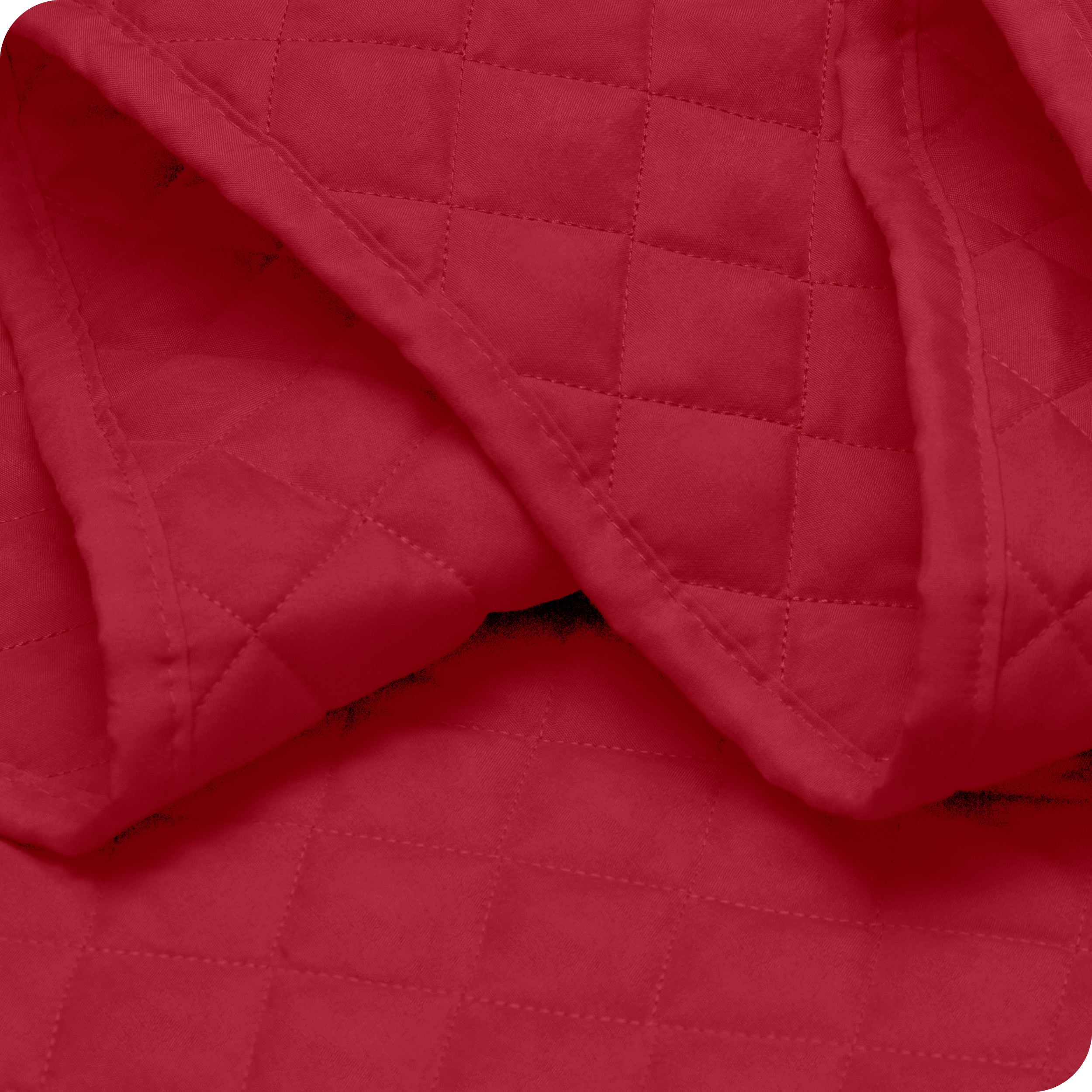 Close up of a coverlet showing the stitching