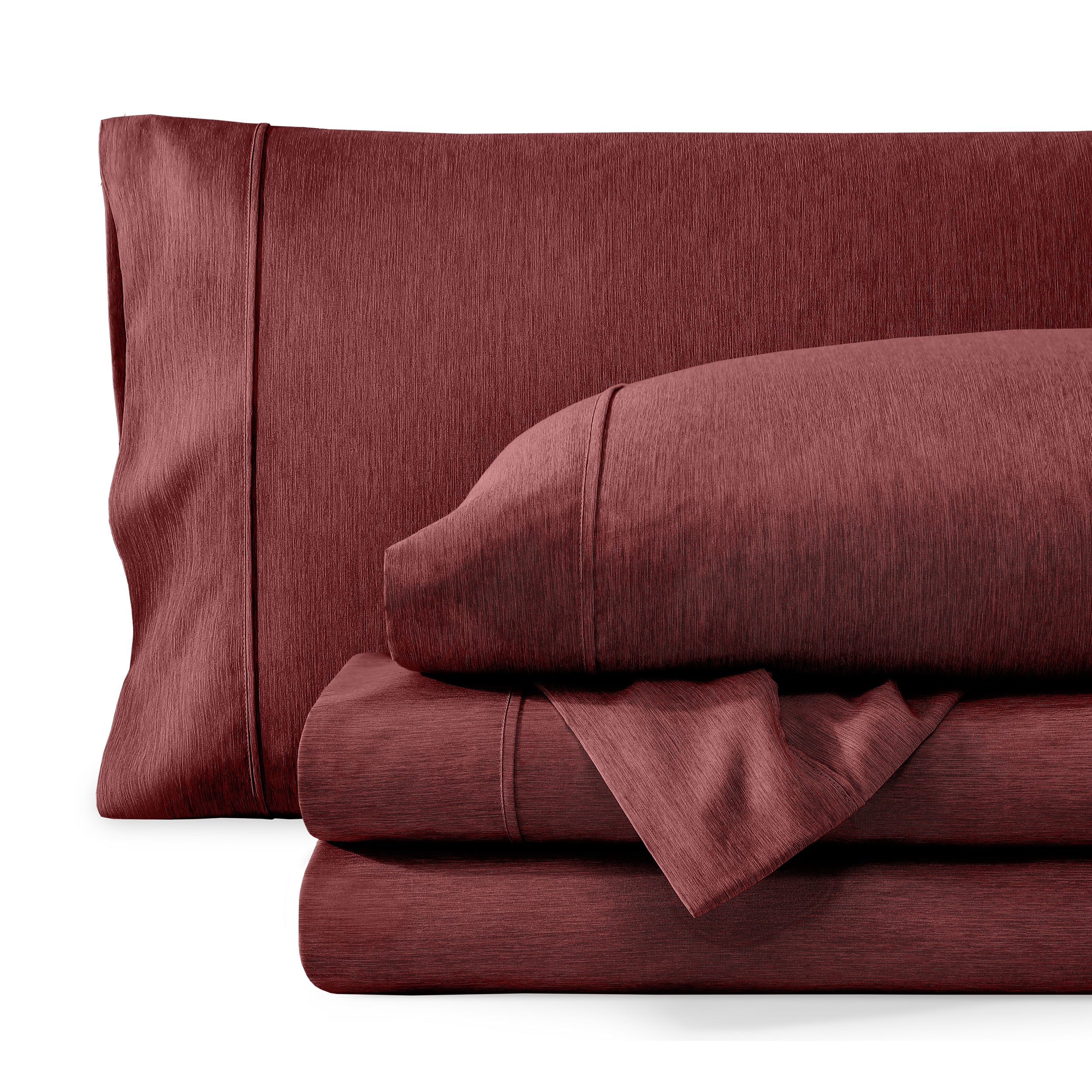 Heathered microfiber sheet set folded