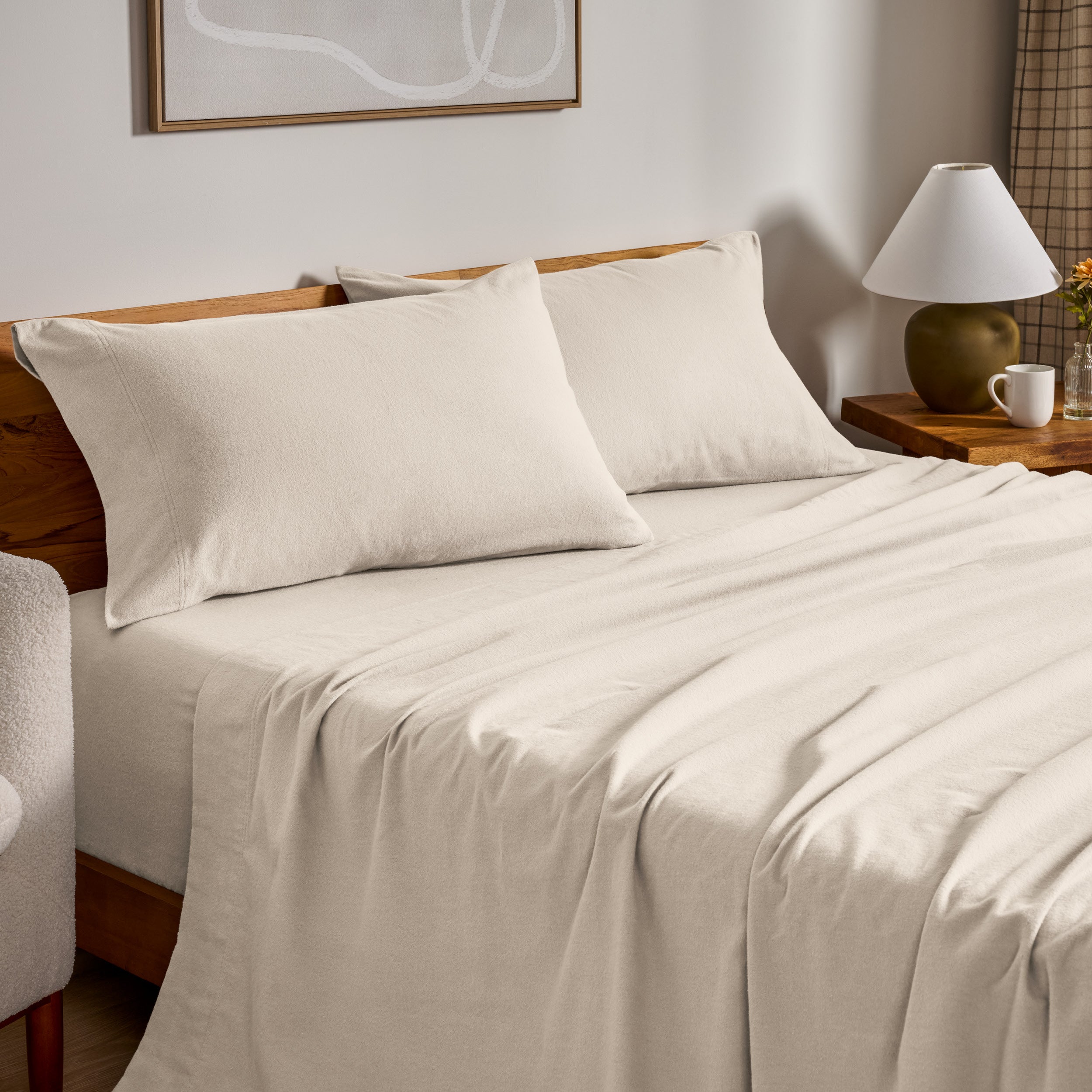 Flannel sheets on a bed