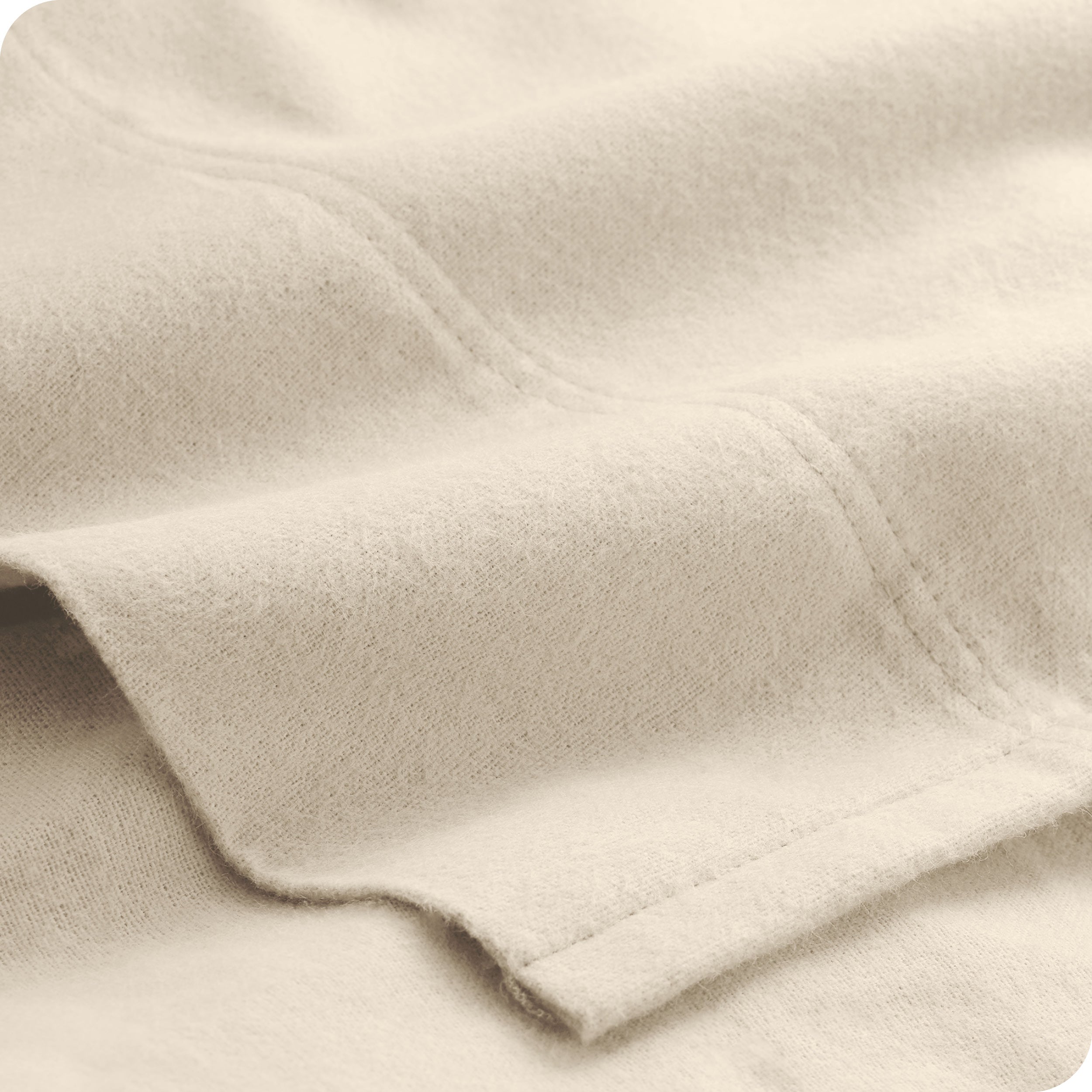 Close up of a cotton flannel top sheet