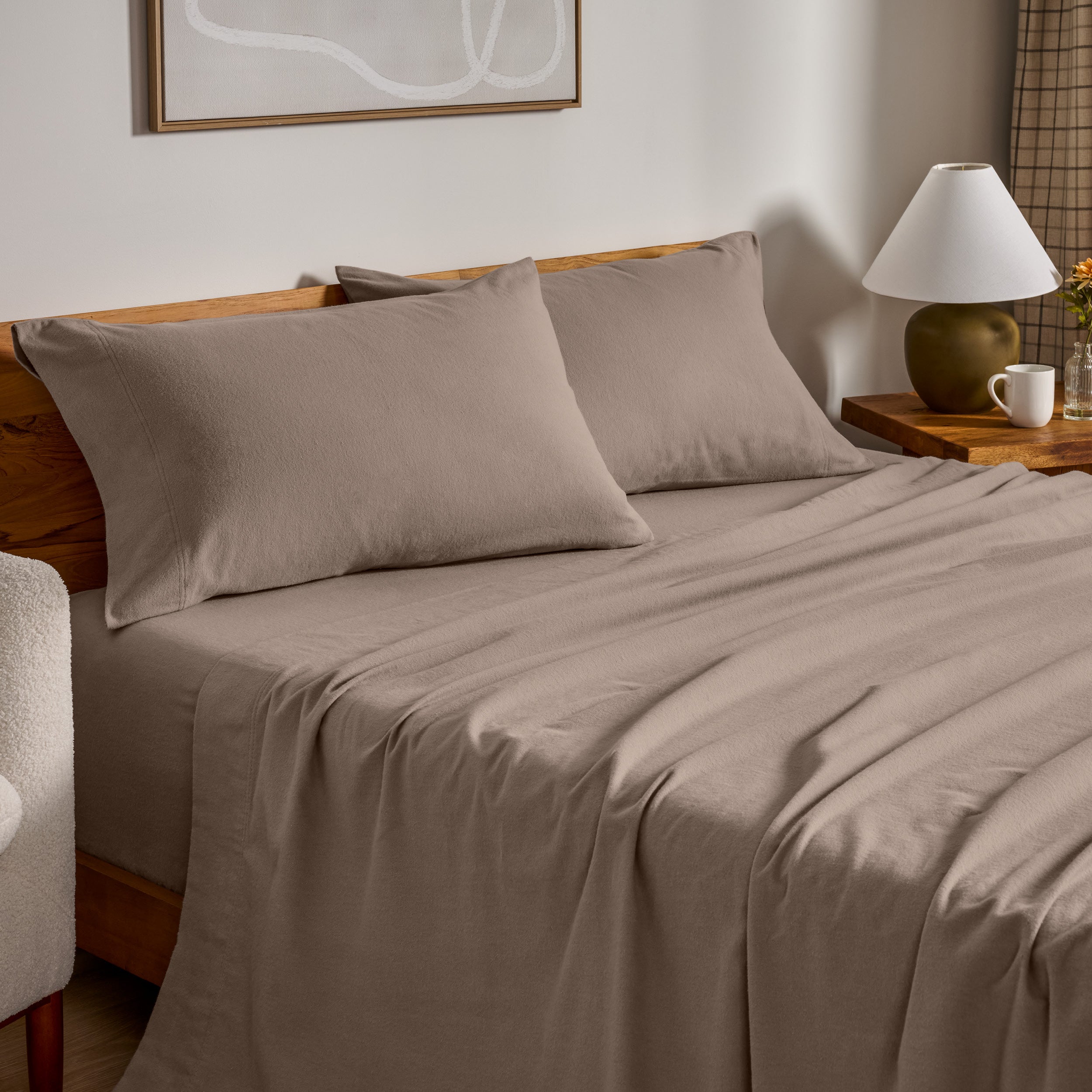 Flannel sheets on a bed