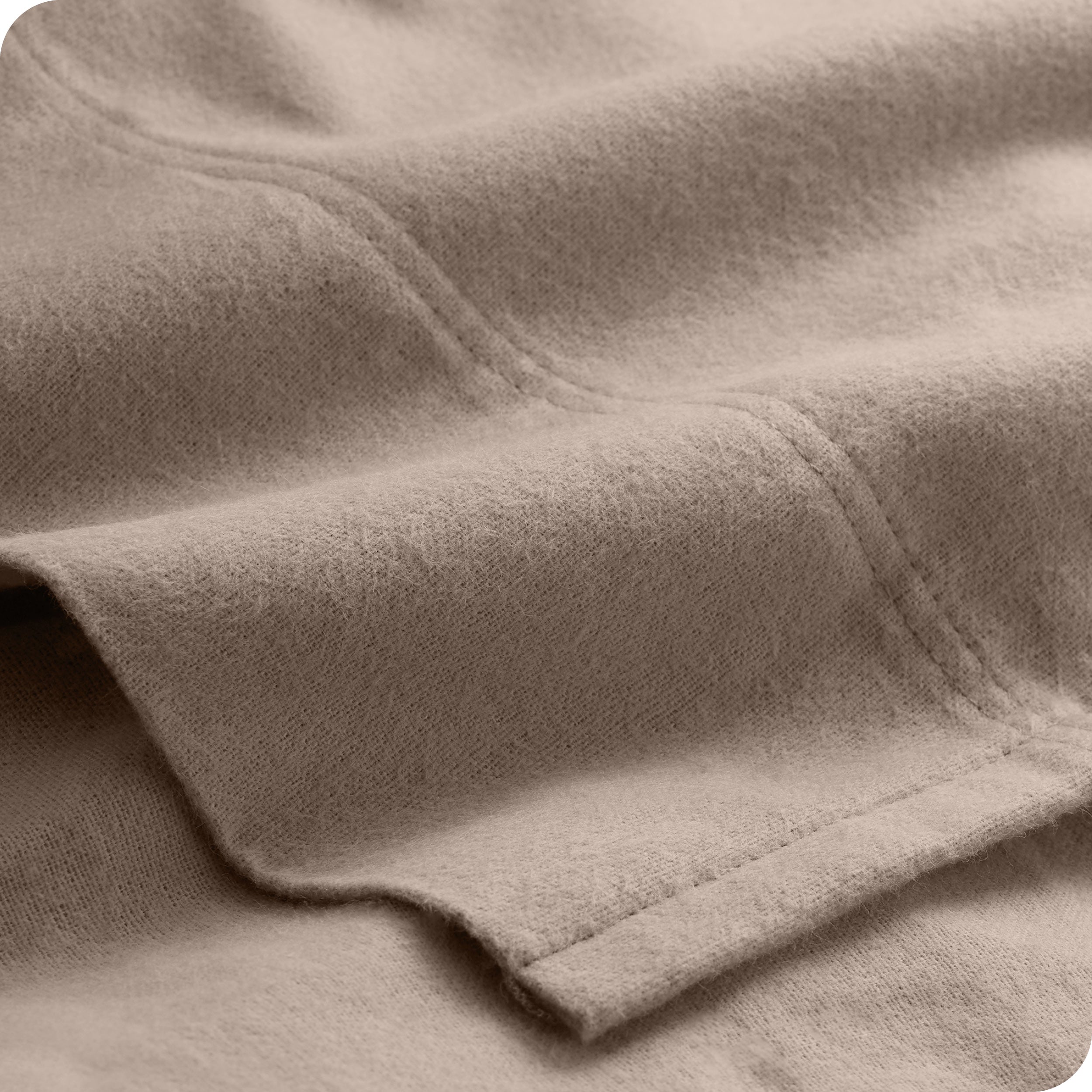 Close up of a cotton flannel top sheet
