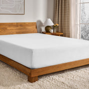 A flannel fitted sheet on a mattress