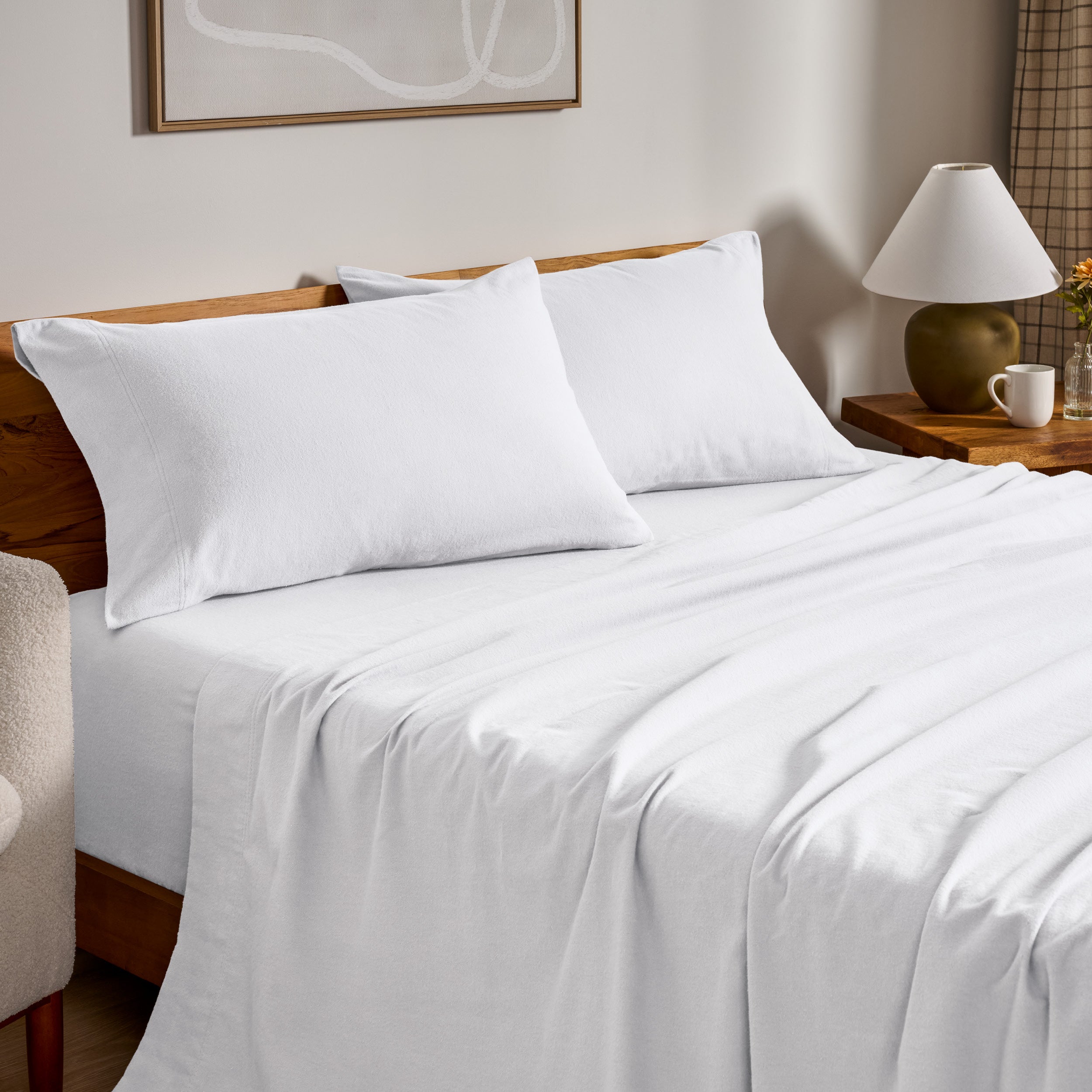 Flannel sheets on a bed