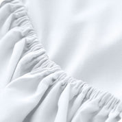 A close up of the elastic of a microfiber fitted sheet.