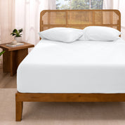 A jersey fitted sheet on a mattress
