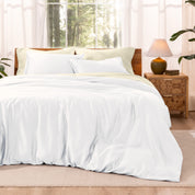 TENCEL™ duvet cover on a mattress in a modern bedroom