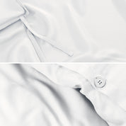 Close up of the buttons on a TENCEL™ duvet cover